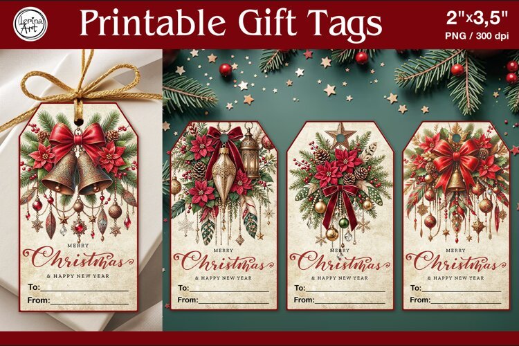 Christmas Gift Tags|Vintage| PNG Sublimation example image 1