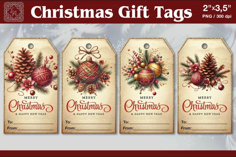 Christmas Gift Tags| Ball | PNG Sublimation