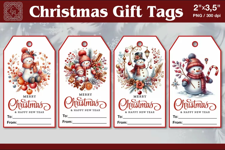 Christmas Gift Tags| Snowman | PNG Sublimation