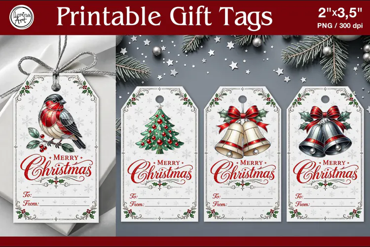 Stained Glass Christmas Gift Tags | PNG Sublimation
