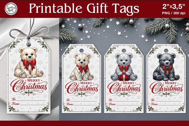 Stained Glass Christmas Gift Tags | PNG Sublimation example image 1