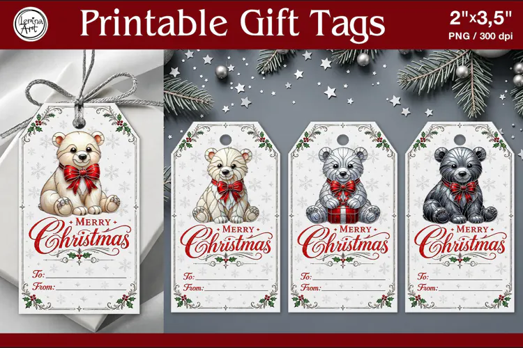 Stained Glass Christmas Gift Tags | PNG Sublimation