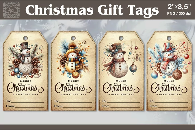 Christmas Gift Tags| Snowman | PNG Sublimation