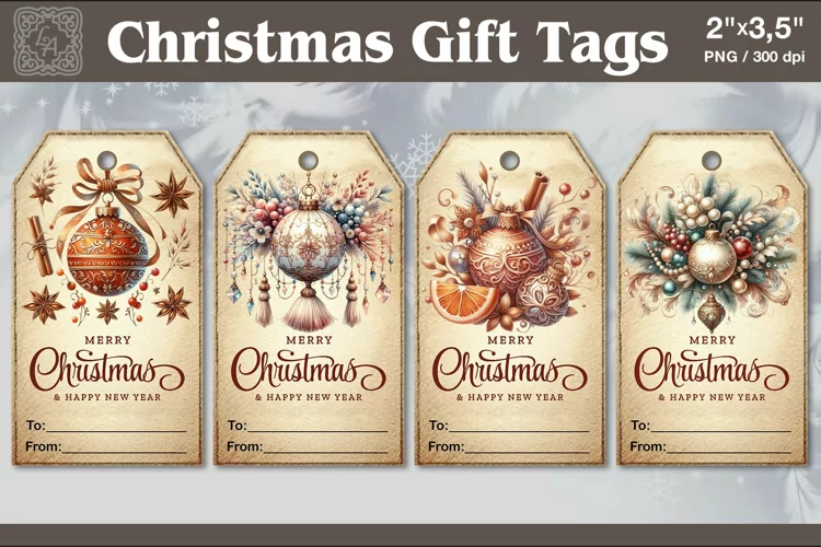 Christmas Gift Tags| Ball | PNG Sublimation