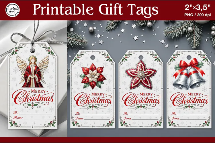 Stained Glass Christmas Gift Tags | PNG Sublim