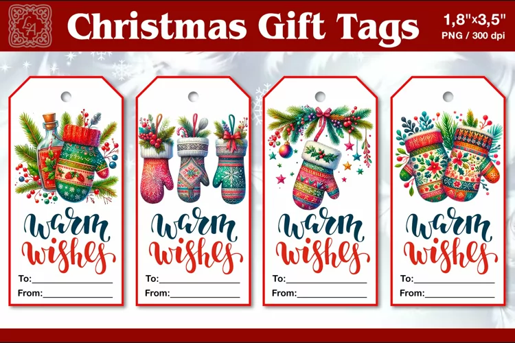 Christmas Gift Tags| Warm wishes| PNG Sublimation