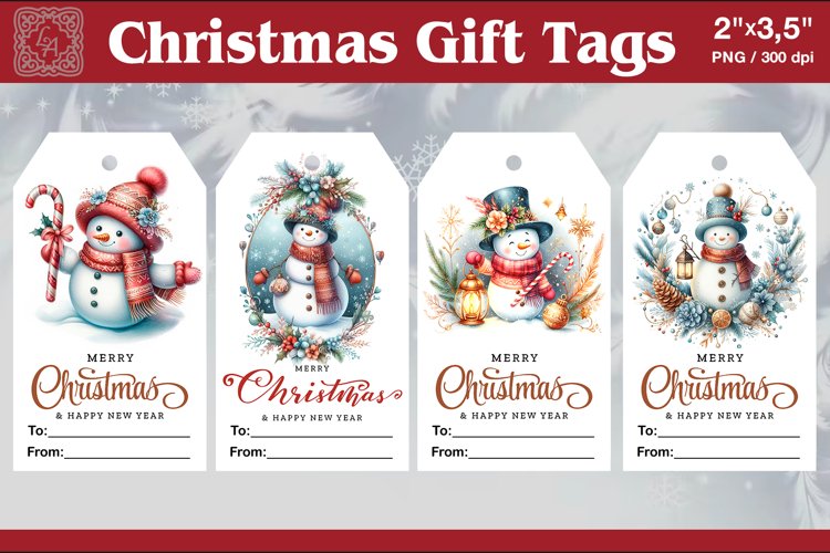 Christmas Gift Tags| Snowman | PNG Sublimation