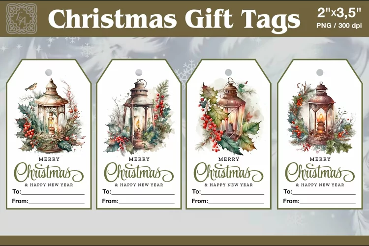 Christmas Gift Tags|Lantern| PNG Sublimation