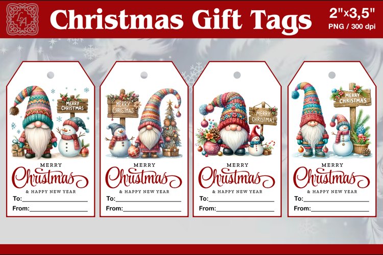 Christmas Gift Tags|Gnome| PNG Sublimation