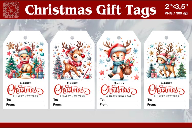 Christmas Gift Tags| Deer | PNG Sublimation