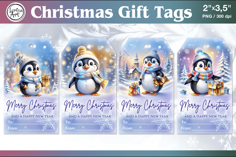 Christmas Gift Tags|Cute Penguin| PNG Sublimation