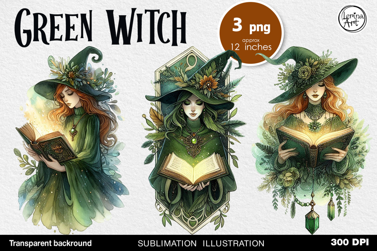 Basic Witch / Green Witch / Sublimation design / PNG
