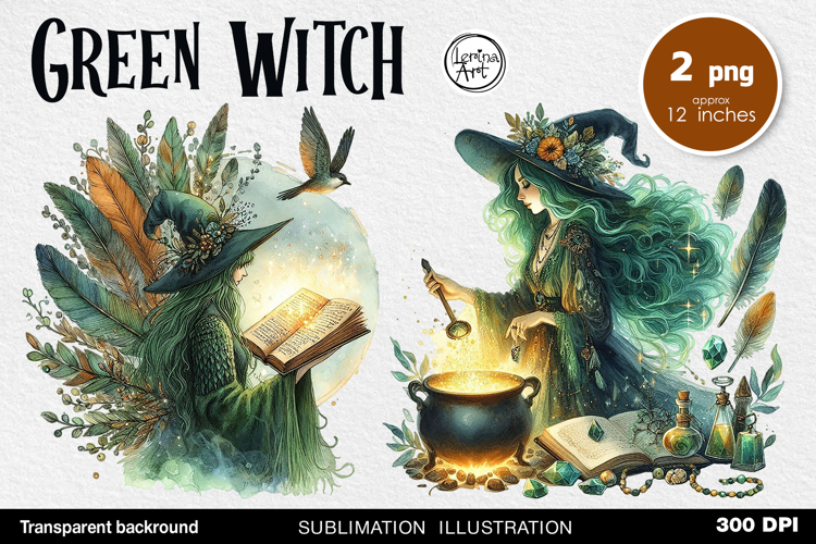 Basic Witch / Green Witch / Sublimation design / PNG