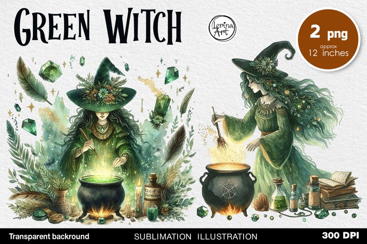 Basic Witch / Green Witch / Sublimation design / PNG