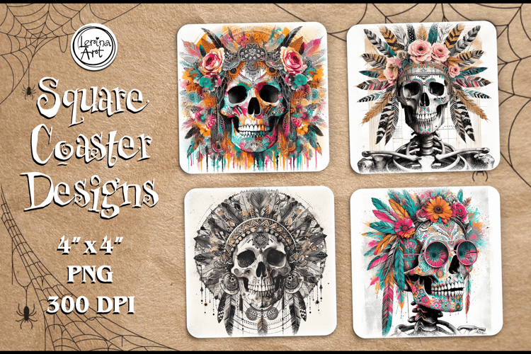 Skull Coaster Design, 4 PNG