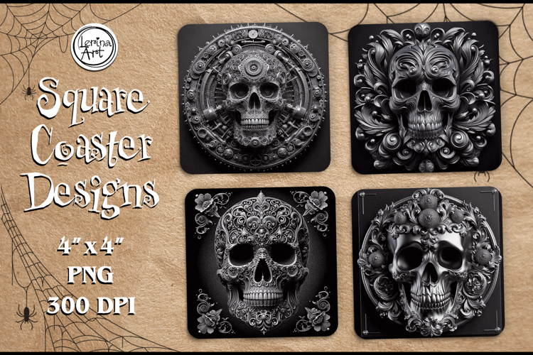 Skull Coaster Design, 4 PNG