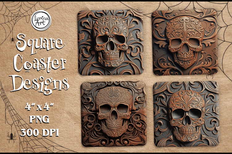 Skull Coaster Design, 4 PNG