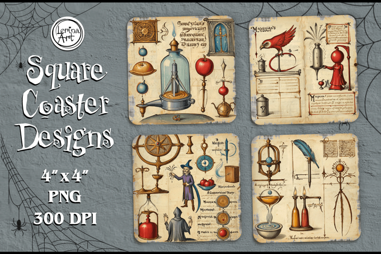 Vintage Coaster Design, 4 PNG