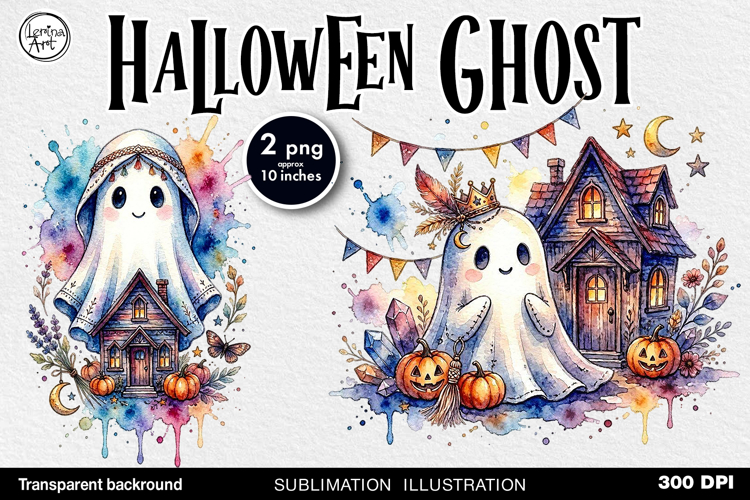 Cute Halloween Ghost. Sublimation design PNG