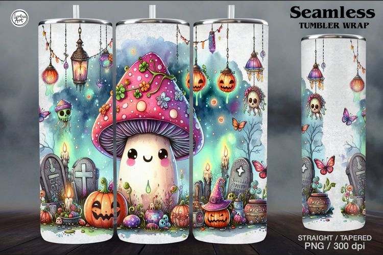 Halloween Mushroom Tumbler Wrap Sublimations, 20 oz