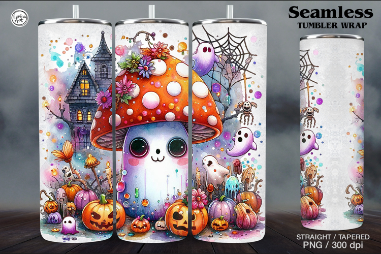 Halloween Mushroom Tumbler Wrap Sublimations, 20 oz