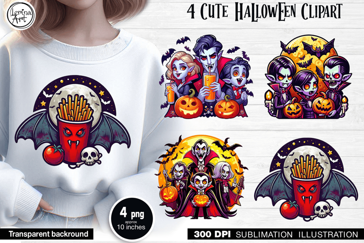 Cute Halloween Vampire. Sublimation design PNG
