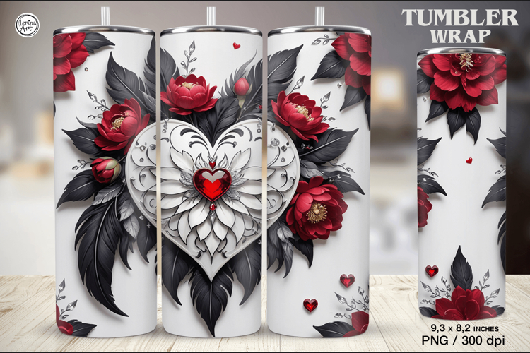 Heart Dream Tumbler Wrap Sublimation, 20 oz