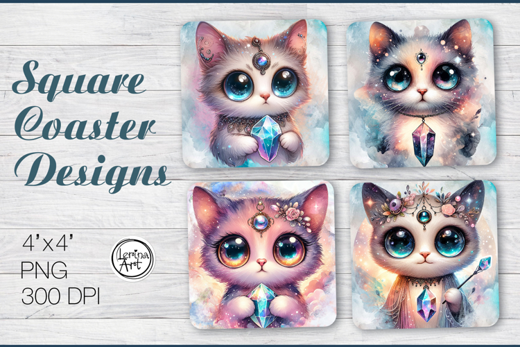 Hypno Cat Coaster Sublimation. Boho. Celestial. PNG