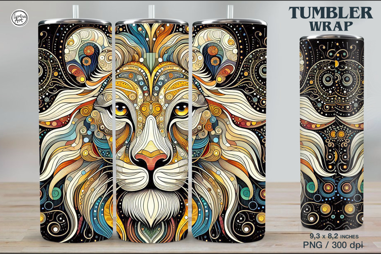 Lion Tumbler Sublimation, 20 oz Tumbler Wrap example image 1