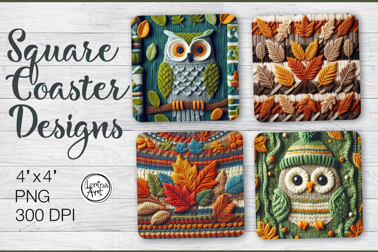 Knitted Coaster / Owl / Printable Coaster / PNG