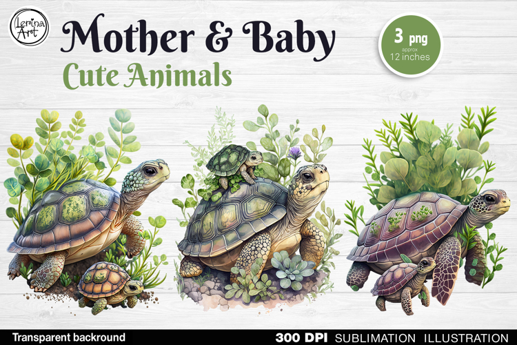 Mother & Baby Animals. 3 PNG sublimation