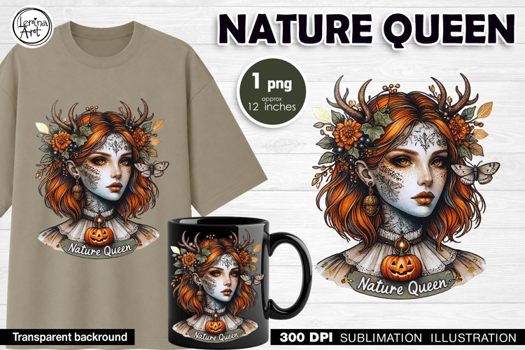 Halloween Nature Queen Witch Sublimation Design PNG