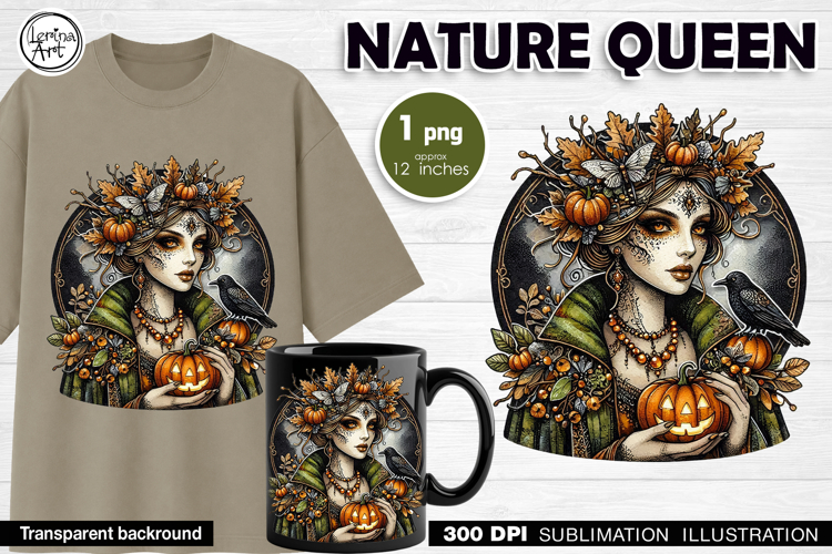 Halloween Nature Queen Witch Sublimation Design PNG