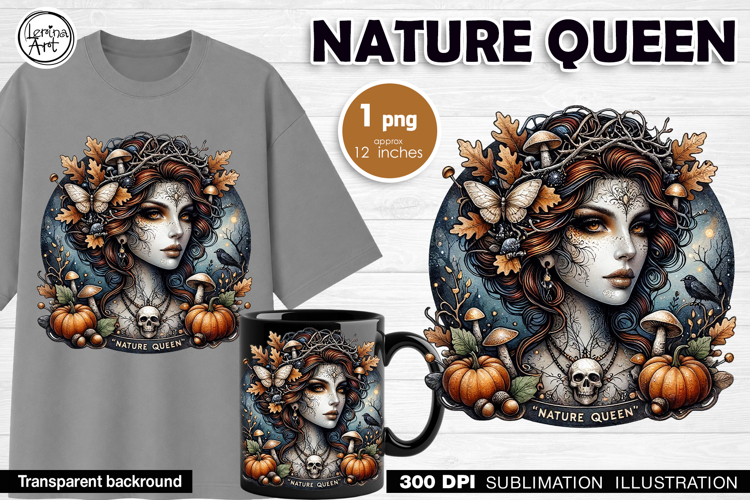 Halloween Nature Queen Witch Sublimation Design PNG