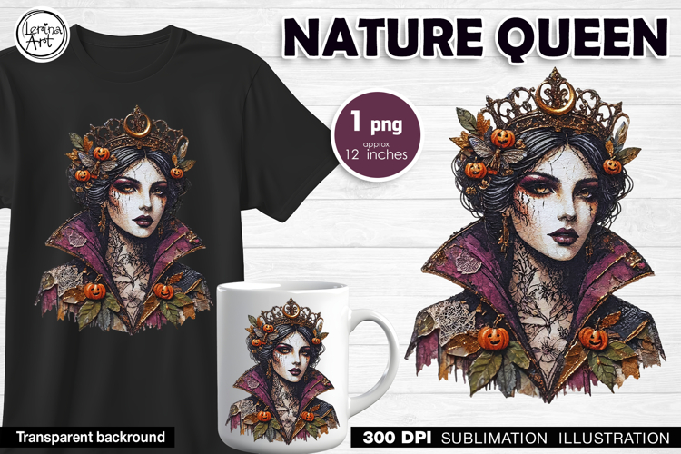 Halloween Nature Queen Witch Sublimation Design PNG