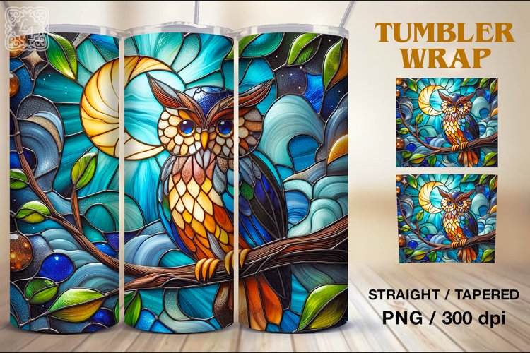 Owl Stained Glass Tumbler, 20 oz Tumbler Wrap example image 1