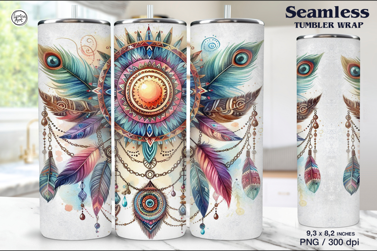 Boho Tumbler Sublimation, 20 oz Tumbler Wrap