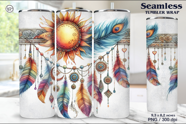 Boho Tumbler Sublimation, 20 oz Tumbler Wrap