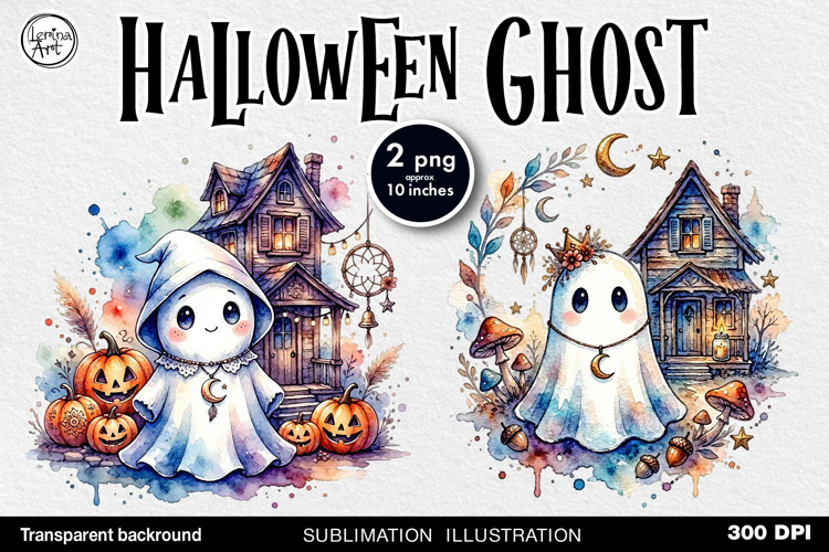 Cute Halloween Ghost. Sublimation design PNG