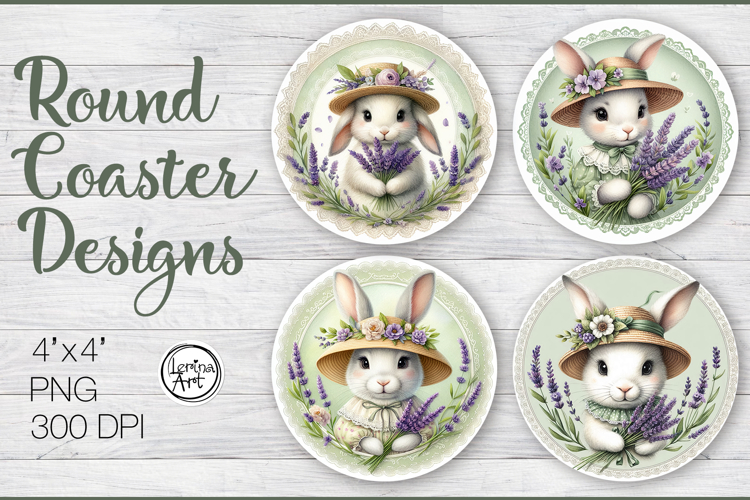 Cute Bunny Coaster Sublimation, Spring, Easter