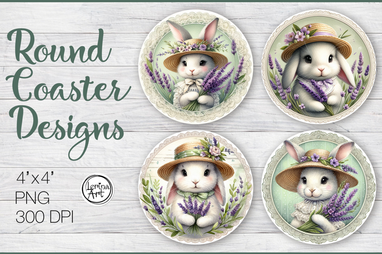 Cute Bunny Coaster Sublimation, Spring, Easter