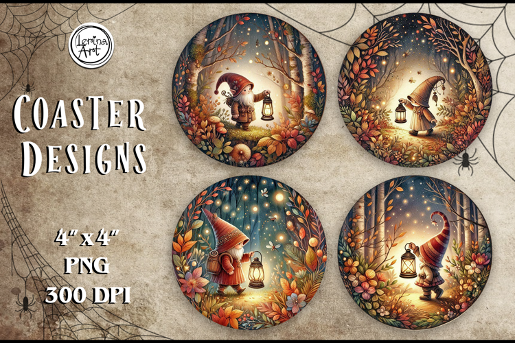Halloween Coaster / Gnome / Printable Coaster / PNG