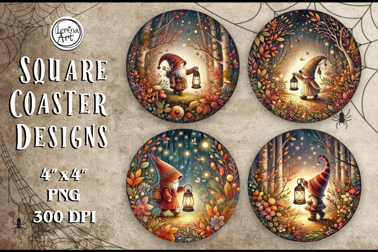 Halloween Coaster / Gnome / Printable Coaster / PNG