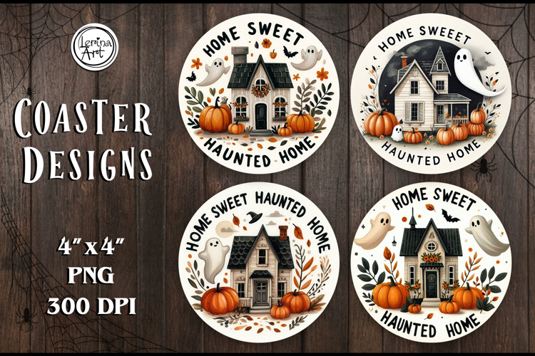 Halloween Coaster / Haunted House / Printable Coaster / PNG