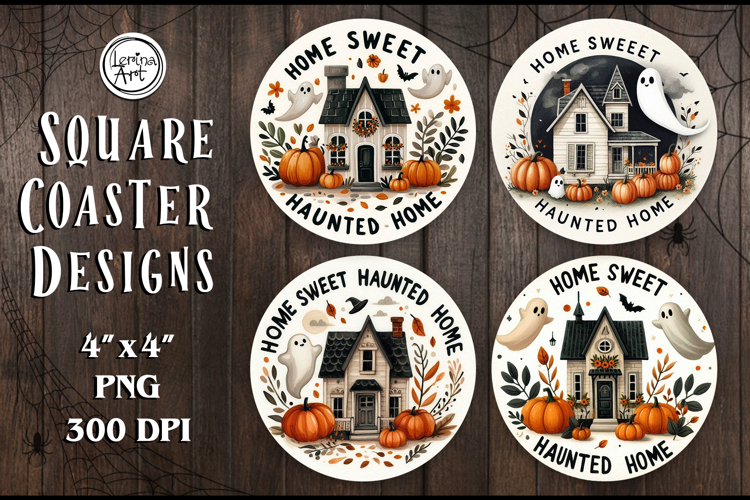 Halloween Coaster / Haunted House / Printable Coaster / PNG