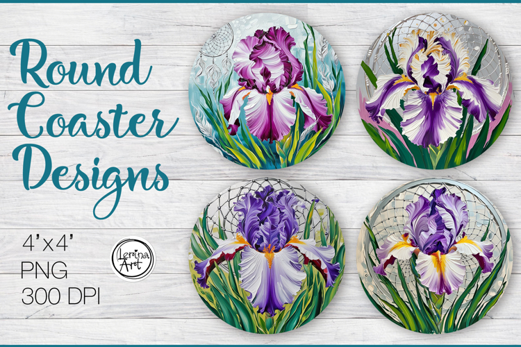 Flower Coaster Sublimation. Iris. Dream catcher