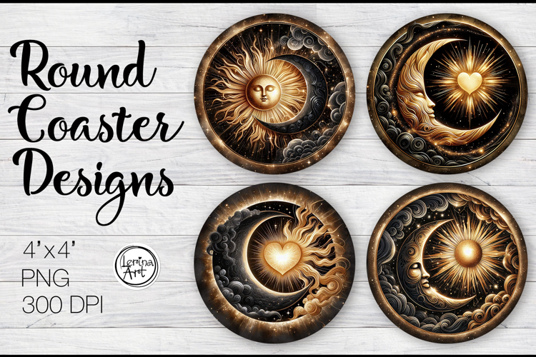 Day and Night Coaster Sublimation, 4 PNG