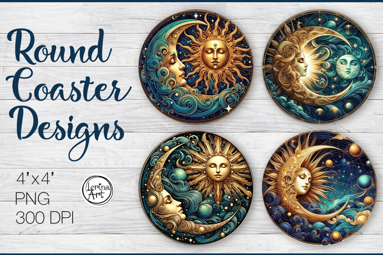 Day and Night Coaster Sublimation, 4 PNG