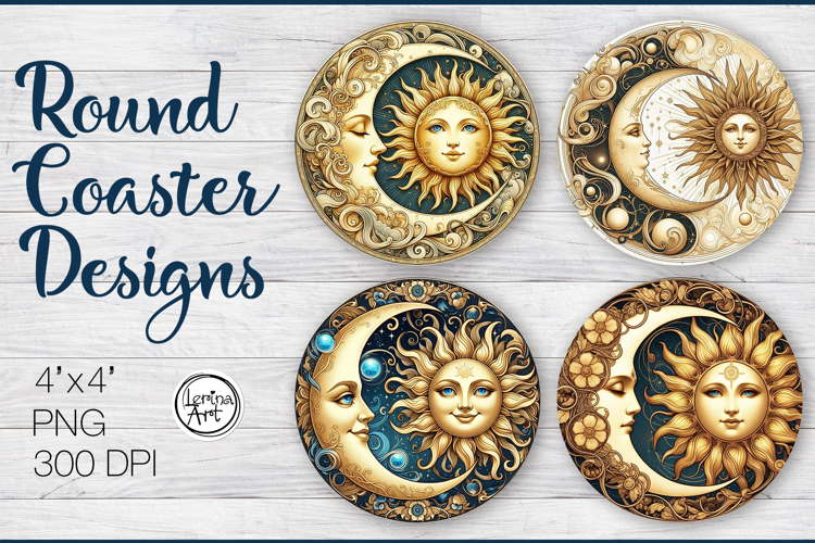 Day and Night Coaster Sublimation, 4 PNG