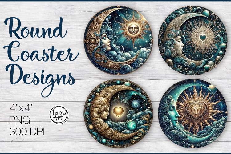 Day and Night Coaster Sublimation, 4 PNG